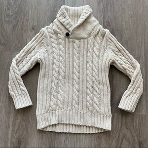 OLD NAVY Boys Shawl Collar Cable Knit Oatmeal Sweater 5T EUC